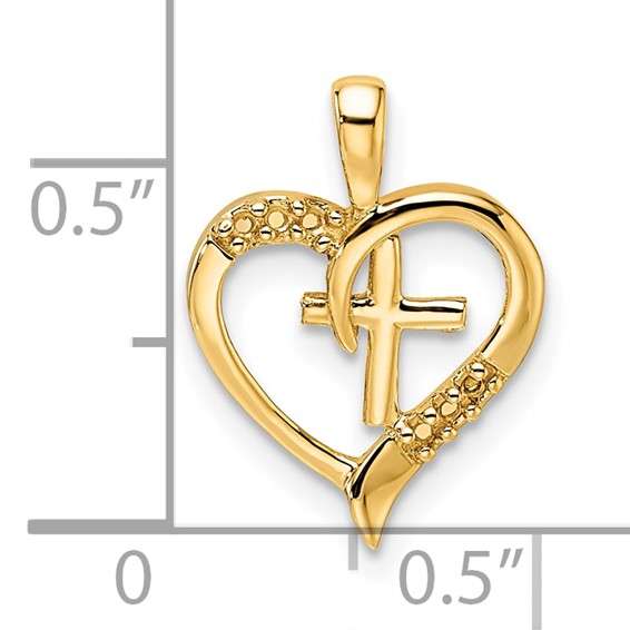 14k Heart Cross Pendant Mounting