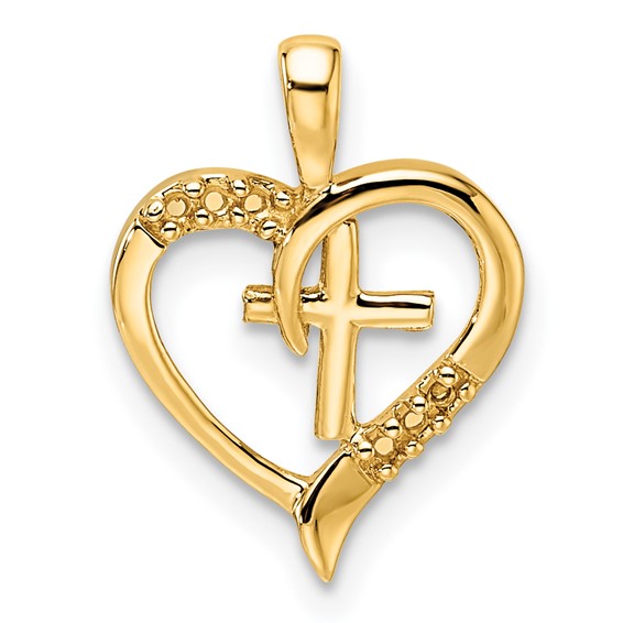 14k Heart Cross Pendant Mounting