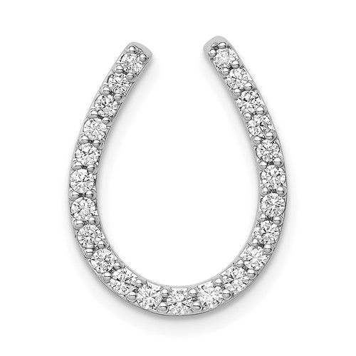 14K White Gold 0.33 Carat Lab Grown Diamond VS SI+ G+ Complete Horseshoe Chain Slide Pendant