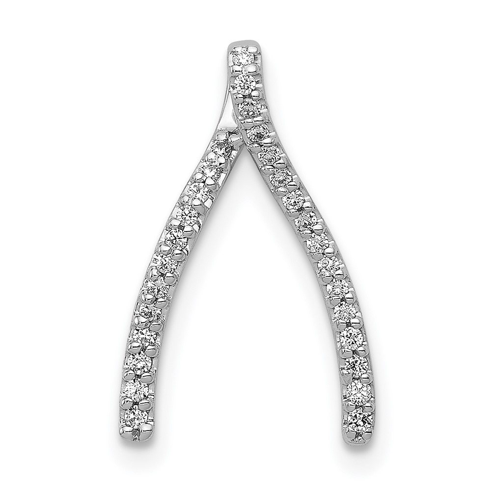 14K White Gold 0.12 Carat Lab Grown Diamond VS SI+ G+ Complete Wishbone Chain Slide Pendant