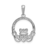 14K White Gold 0.12 Carat Lab Grown Diamond VS SI+ G+ Complete Circle Claddagh Pendant view 3