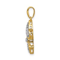 14K Yellow Gold 0.20 Carat Lab Grown Diamond VS SI+ G+ Complete Fleur De Lis Pendant view 2