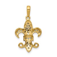 14K Yellow Gold 0.20 Carat Lab Grown Diamond VS SI+ G+ Complete Fleur De Lis Pendant view 3