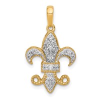 14K Yellow Gold 0.20 Carat Lab Grown Diamond VS SI+ G+ Complete Fleur De Lis Pendant view 1