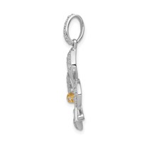 14K Two Tone 0.20 Carat Lab Grown Diamond VS SI+ G+ Complete Fleur De Lis Pendant view 2
