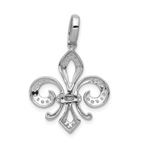 14K Two Tone 0.20 Carat Lab Grown Diamond VS SI+ G+ Complete Fleur De Lis Pendant view 3