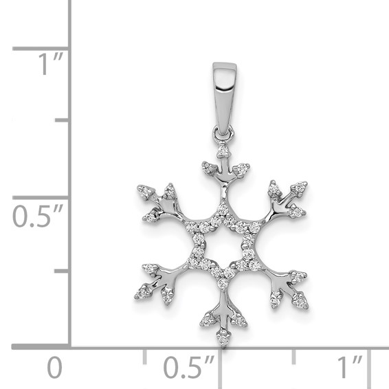 14k White Gold 1/6 carat Diamond Snowflake Pendant