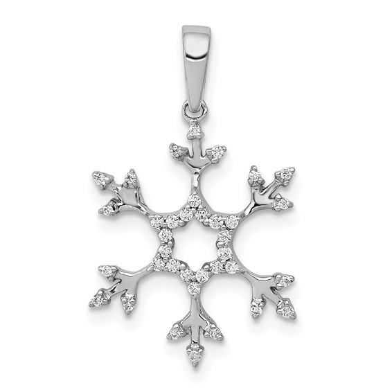 14k White Gold 1/6 carat Diamond Snowflake Pendant