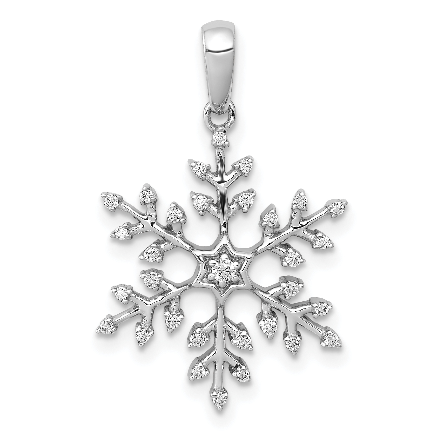 14k White Gold 1/6ct. Diamond Snowflake Pendant (PM5160-016-WA)
