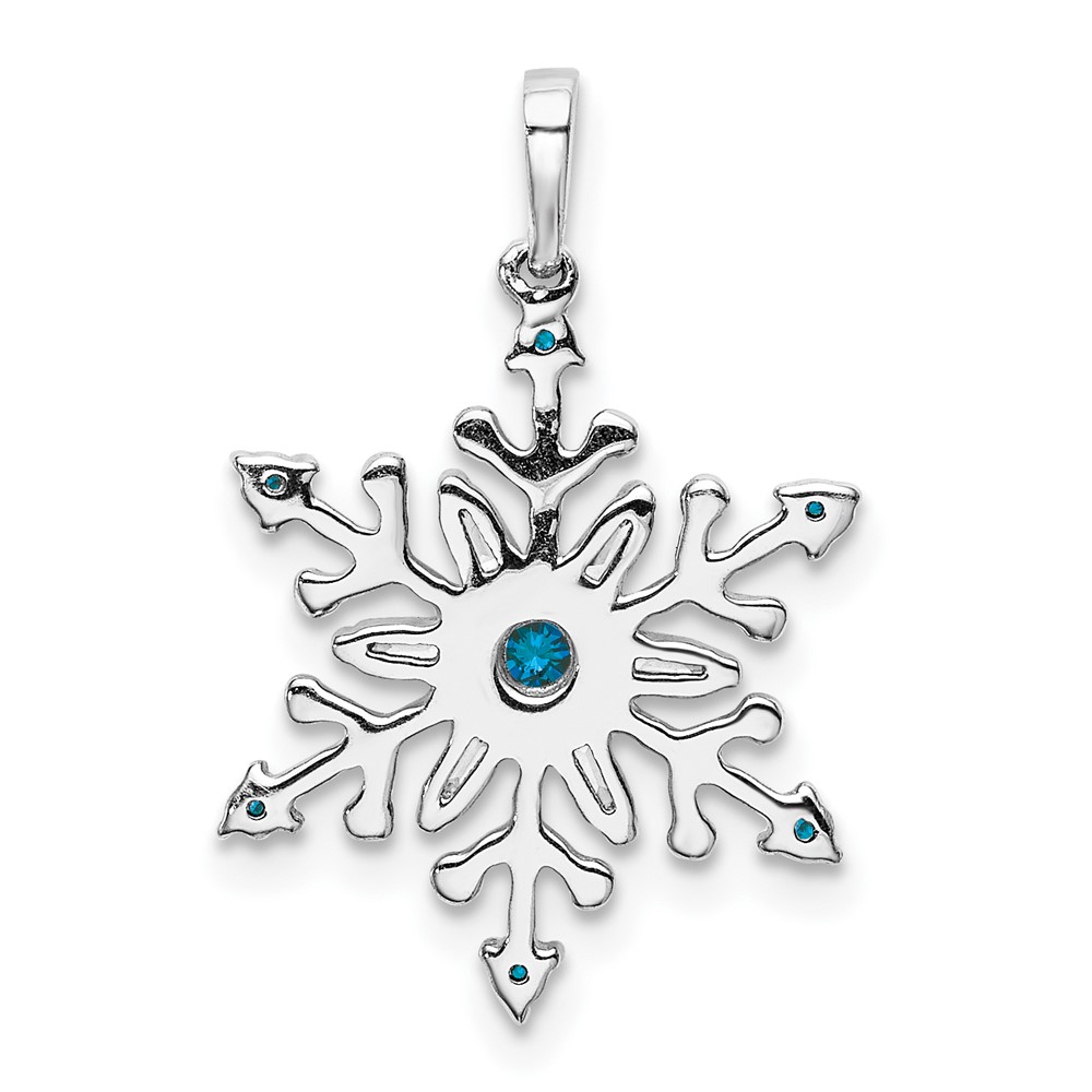 14k White Gold 1/6ct. Blue and White Diamond Snowflake Pendant (PM5161-BD-016-WA)