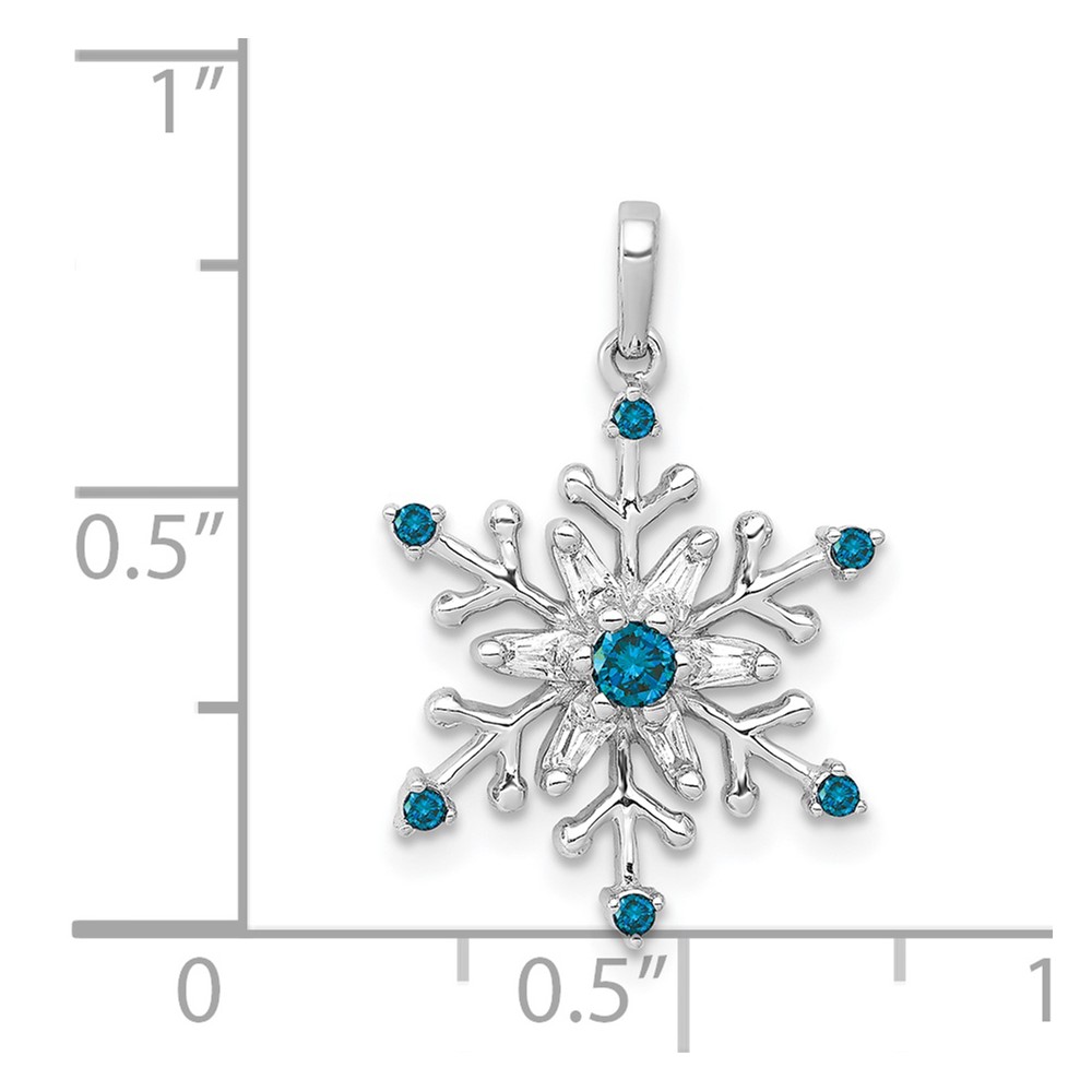 14k White Gold 1/6ct. Blue and White Diamond Snowflake Pendant (PM5161-BD-016-WA)