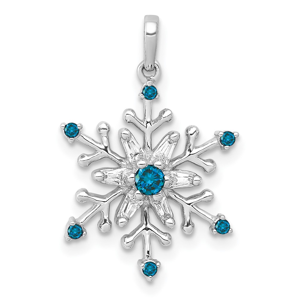14k White Gold 1/6ct. Blue and White Diamond Snowflake Pendant (PM5161-BD-016-WA)