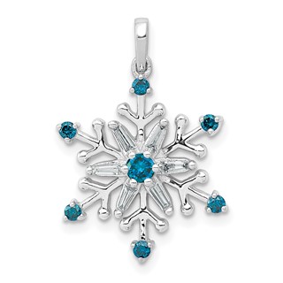 Blue and White Diamond Snowflake Pendants