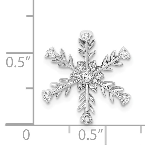 14k White Gold 1/6 carat Diamond Snowflake Chain Slide