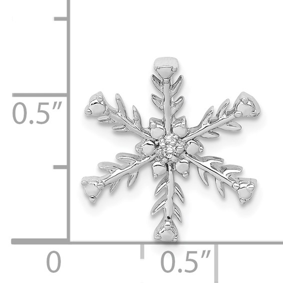 14k White Gold Diamond Snowflake Chain Slide