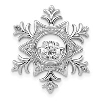 14K White Gold 0.38 Carat Lab Grown Diamond VS SI+ G+ Complete Vibrant Snowflake Chain Slide Pendant view 1