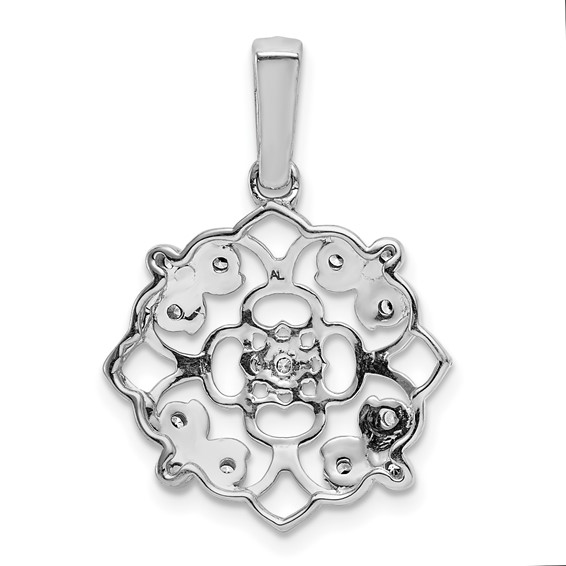 14k White Gold 1/15 carat Diamond Vintage Filigree Pendant