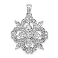 14K White Gold 0.25 Carat Lab Grown Diamond VS SI+ G+ Complete Filigree Pendant view 1