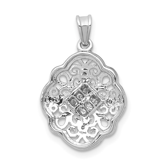 14k White Gold 1/8 carat Diamond Vintage Pendant