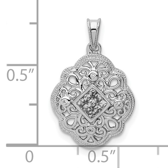 14k White Gold 1/8 carat Diamond Vintage Pendant