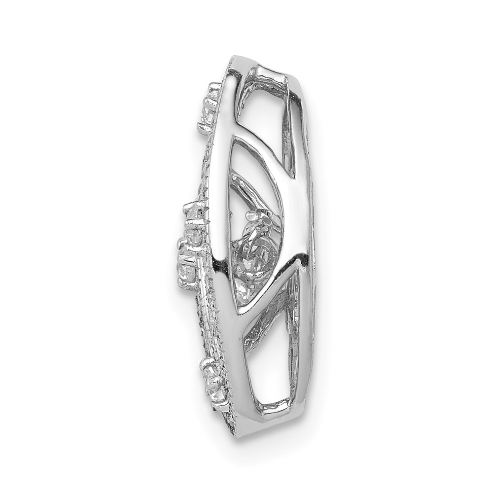 14k White Gold 1/4 carat Vibrant Moving Diamond Vintage Oval Filigree Chain Slide (PM5175-025-WA)