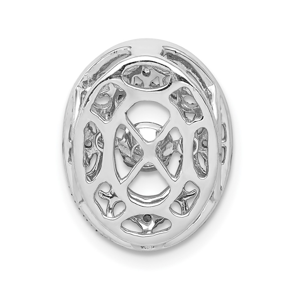 14k White Gold 1/4 carat Vibrant Moving Diamond Vintage Oval Filigree Chain Slide (PM5175-025-WA)