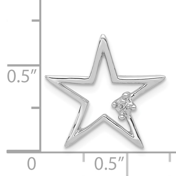 14k White Gold Diamond Star Chain Slide