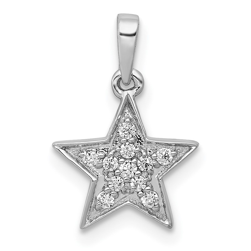 14k White Gold 1/10 carat Lab Grown Diamond VS/SI+ G+ Complete Cluster Star Pendant