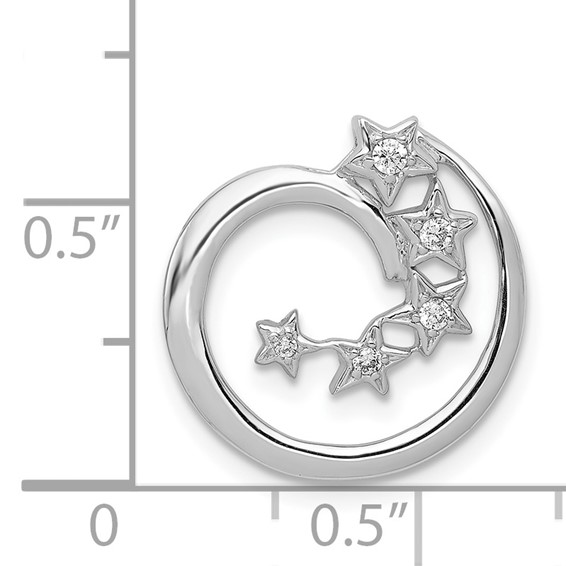 14k White Gold 1/15 carat Diamond Stars Chain Slide