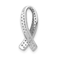 14K White Gold 0.33 Carat Lab Grown Diamond VS SI+ G+ Complete Awareness Ribbon Chain Slide Pendant view 3
