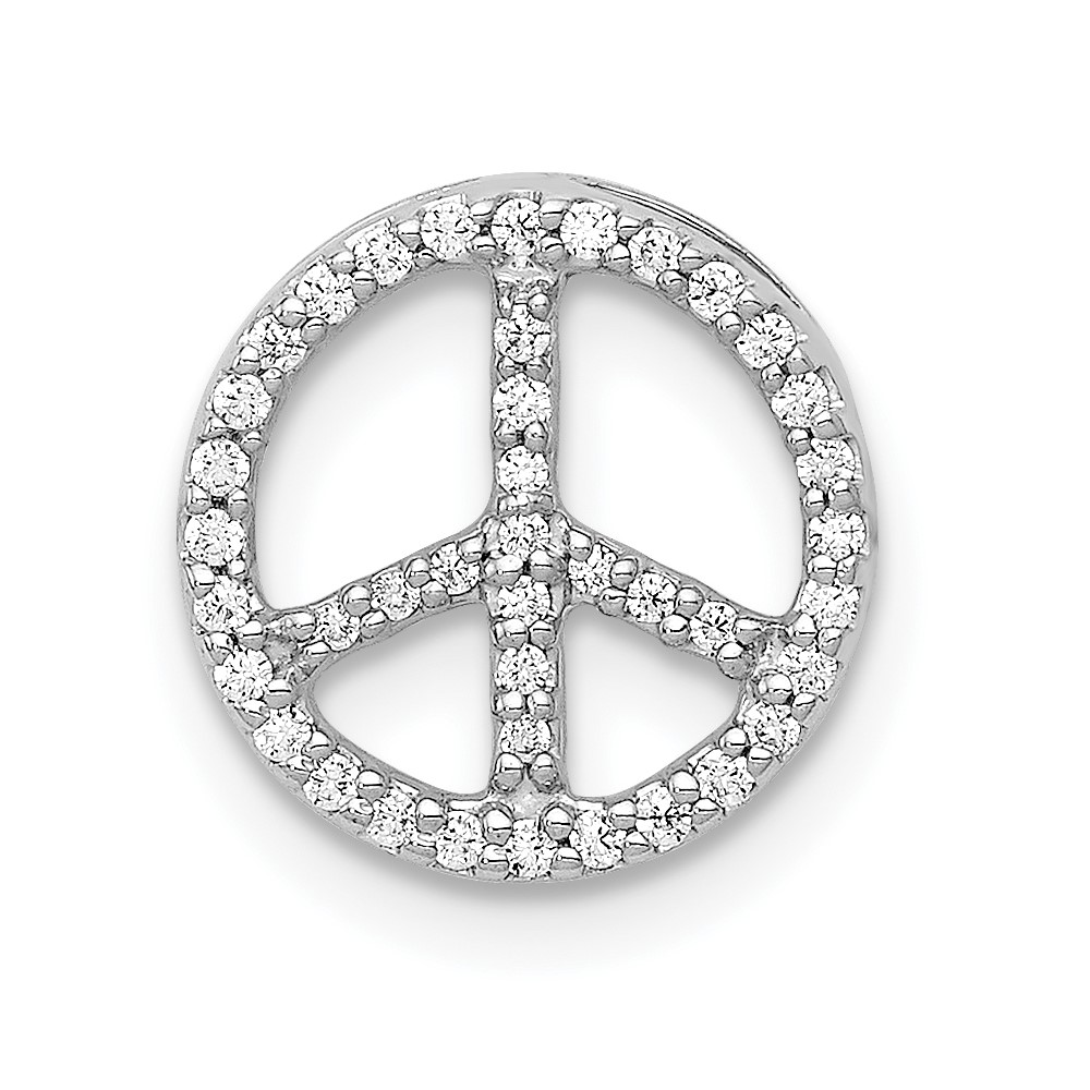 14k White Gold 1/6 carat Lab Grown Diamond VS/SI+ G+ Complete Peace Sign Chain Slide Pendant (PM5194-016-WLG)