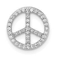 14K White Gold 0.17 Carat Lab Grown Diamond VS SI+ G+ Complete Peace Sign Chain Slide Pendant view 1