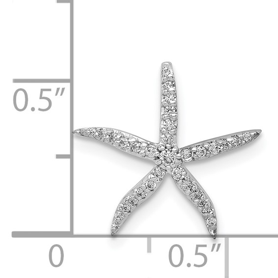 14k White Gold 1/8 carat Diamond Starfish Chain Slide