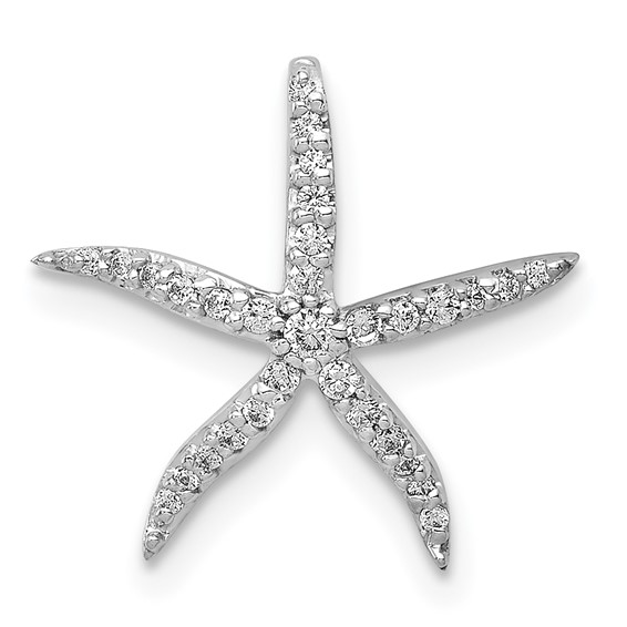 14k White Gold 1/8 carat Diamond Starfish Chain Slide