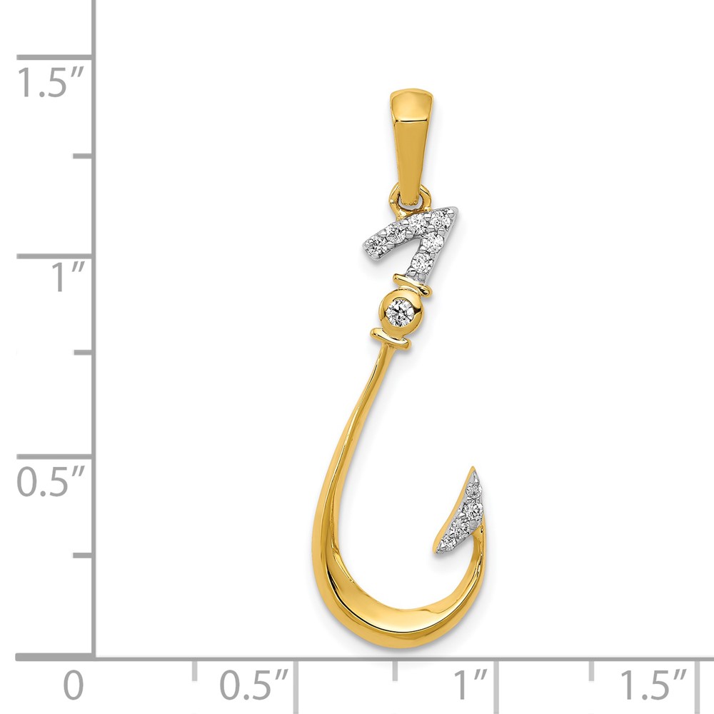 14k Diamond Fish Hook Pendant (PM5210-013-YA)
