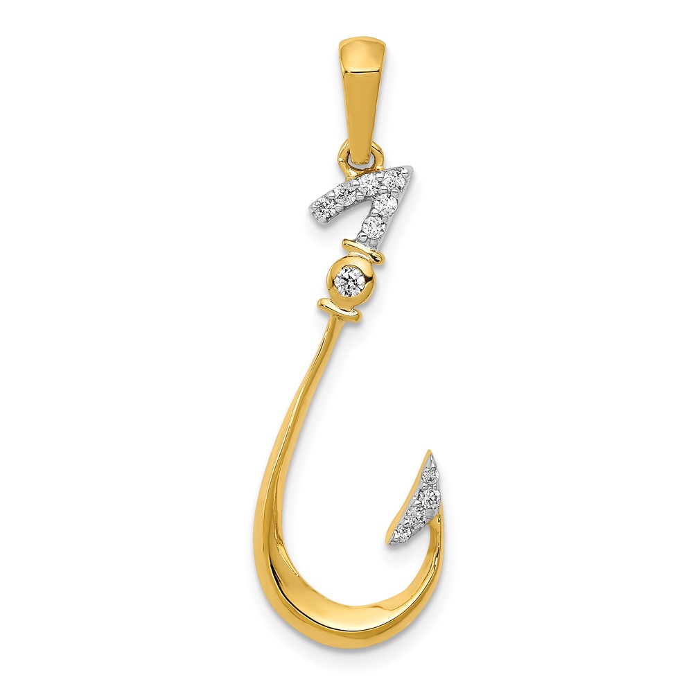 14k Diamond Fish Hook Pendant (PM5210-013-YA)