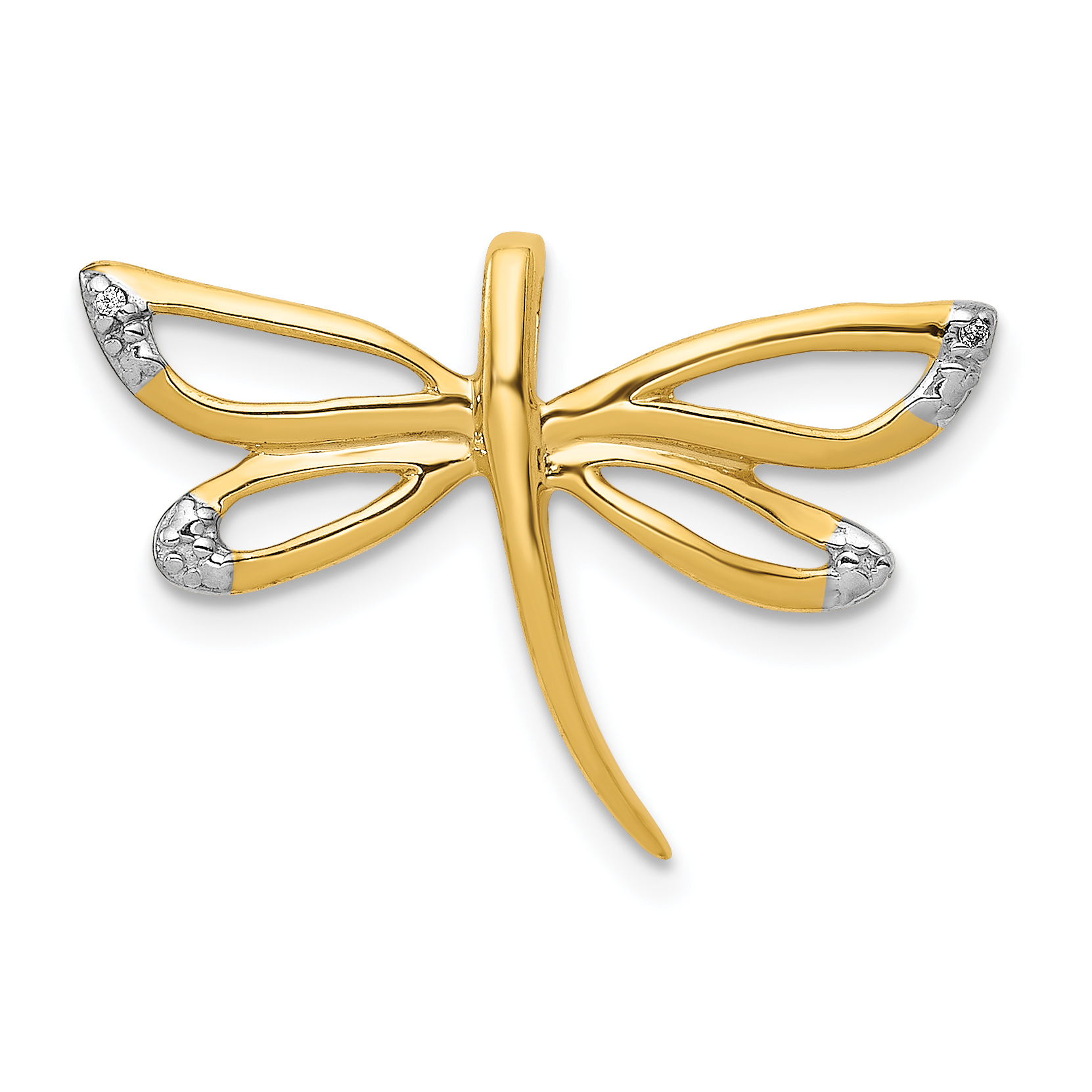 14k Diamond w/Rhodium Accent Dragonfly Chain Slide (PM5217-001-YA)