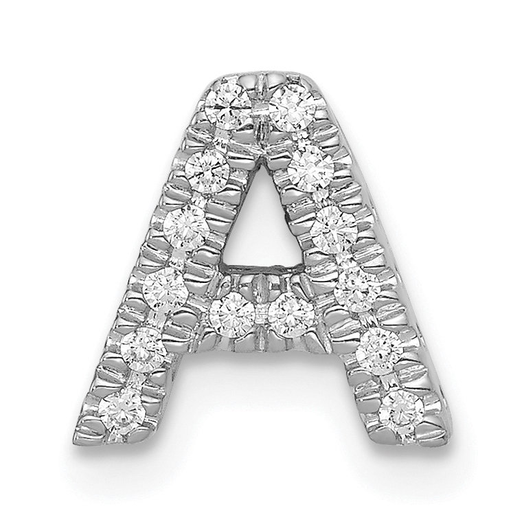 14K White Gold Diamond Letter A Initial Charm (PM5221A-010-WA)