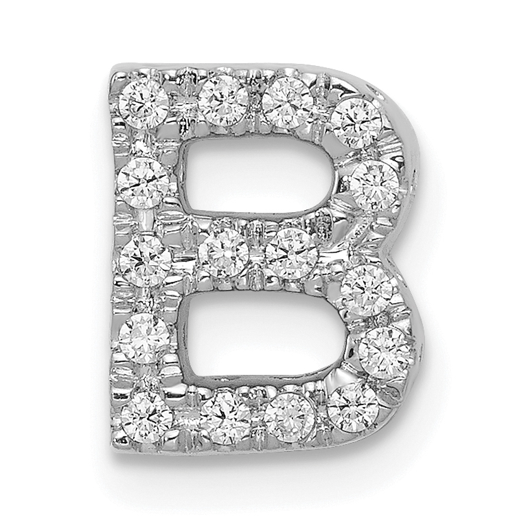 14K  White Gold Diamond Letter B Initial Charm (PM5221B-016-WA)