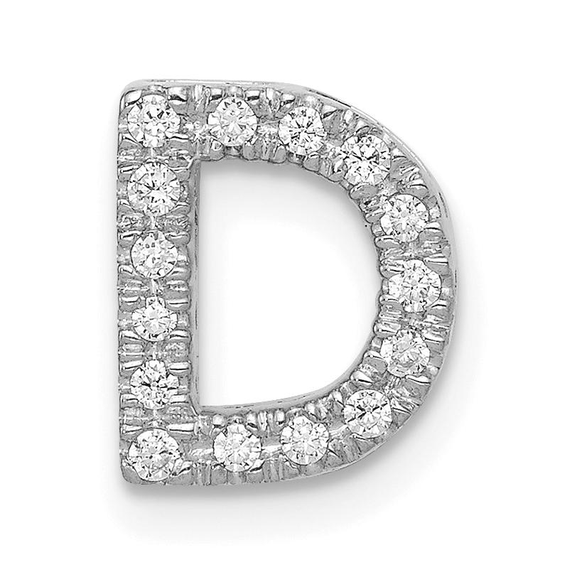 14K  White Gold Diamond Letter D Initial Charm (PM5221D-016-WA)