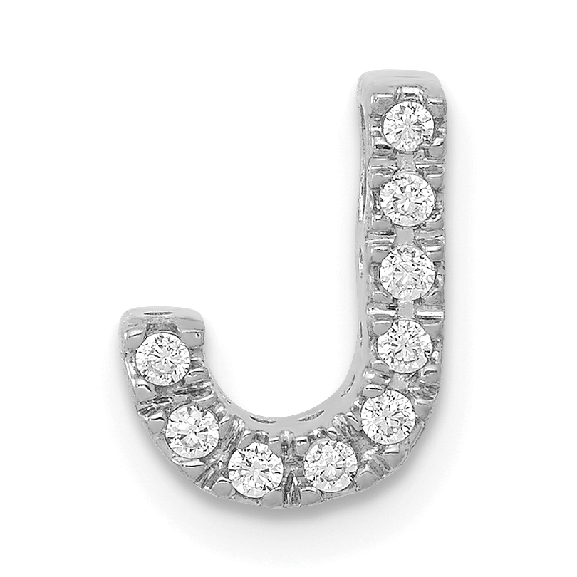 14K  White Gold Diamond Letter J Initial Charm (PM5221J-010-WA)