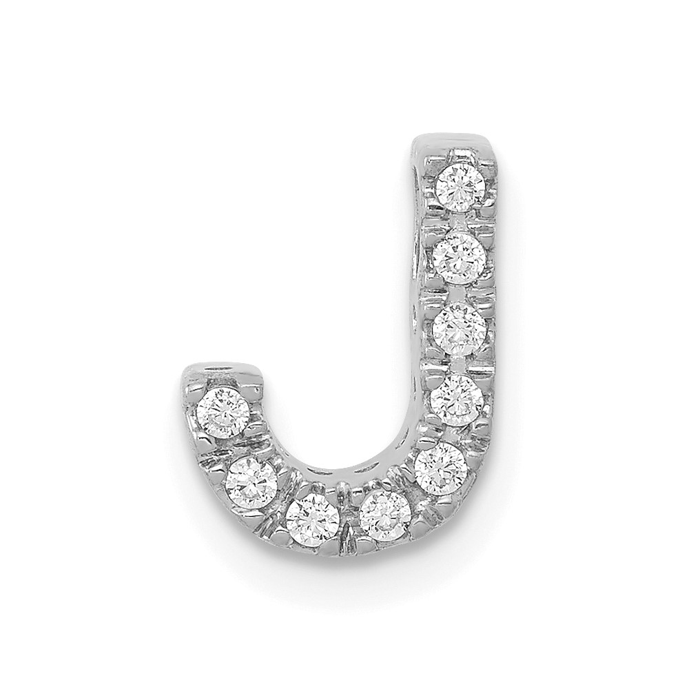 14K  White Gold Diamond Letter J Initial Charm (PM5221J-010-WA)