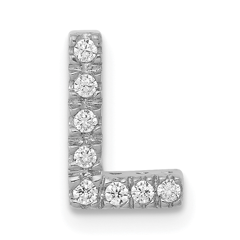 14K  White Gold Diamond Letter L Initial Charm (PM5221L-008-WA)