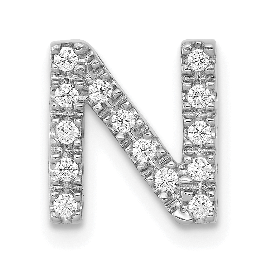 14K  White Gold Diamond Letter N Initial Charm (PM5221N-013-WA)