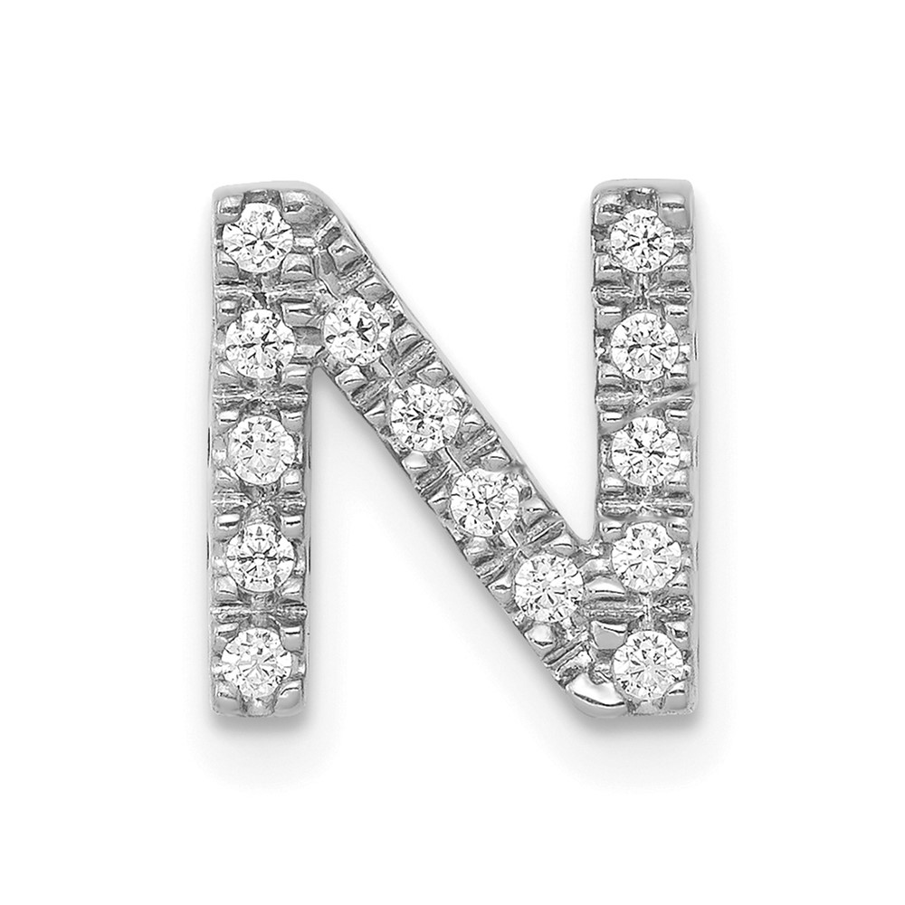 14K  White Gold Diamond Letter N Initial Charm (PM5221N-013-WA)