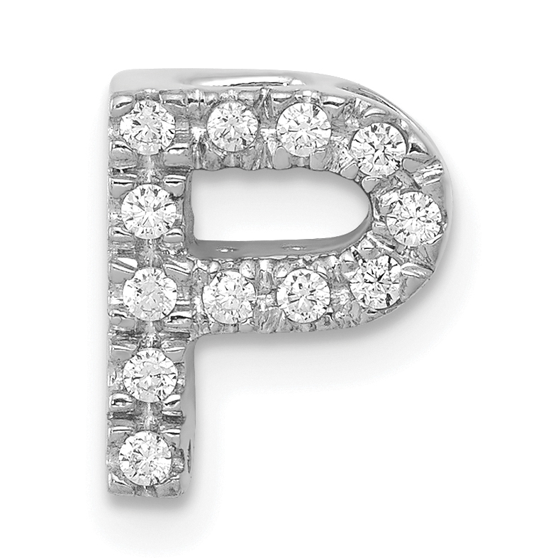 14K  White Gold Diamond Letter P Initial Charm (PM5221P-013-WA)