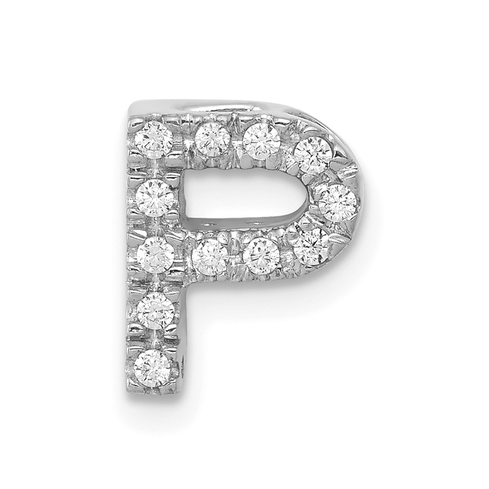14K  White Gold Diamond Letter P Initial Charm (PM5221P-013-WA)
