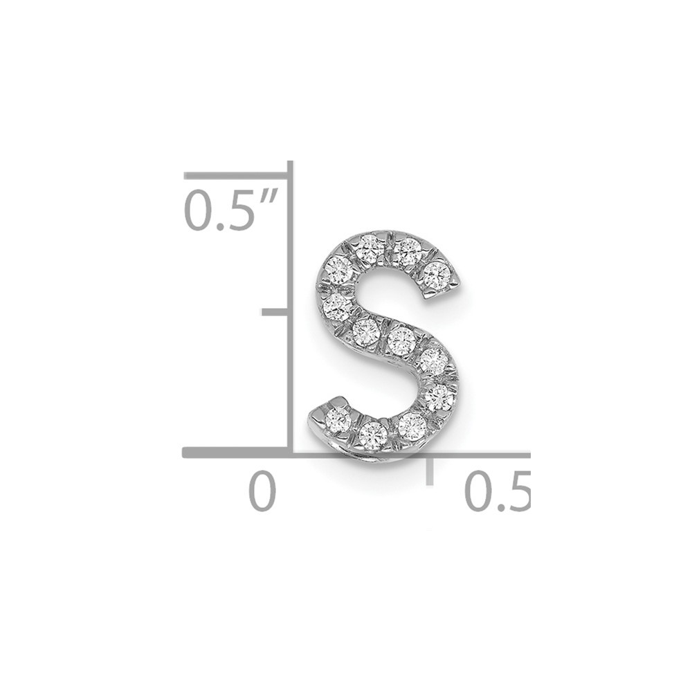 14K  White Gold Diamond Letter S Initial Charm (PM5221S-013-WA)