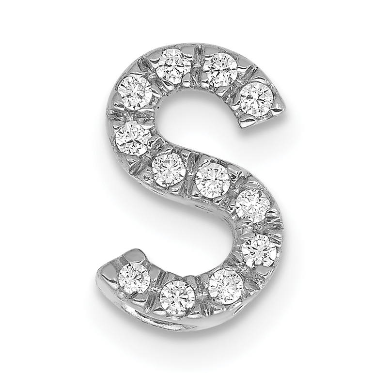 14K  White Gold Diamond Letter S Initial Charm (PM5221S-013-WA)