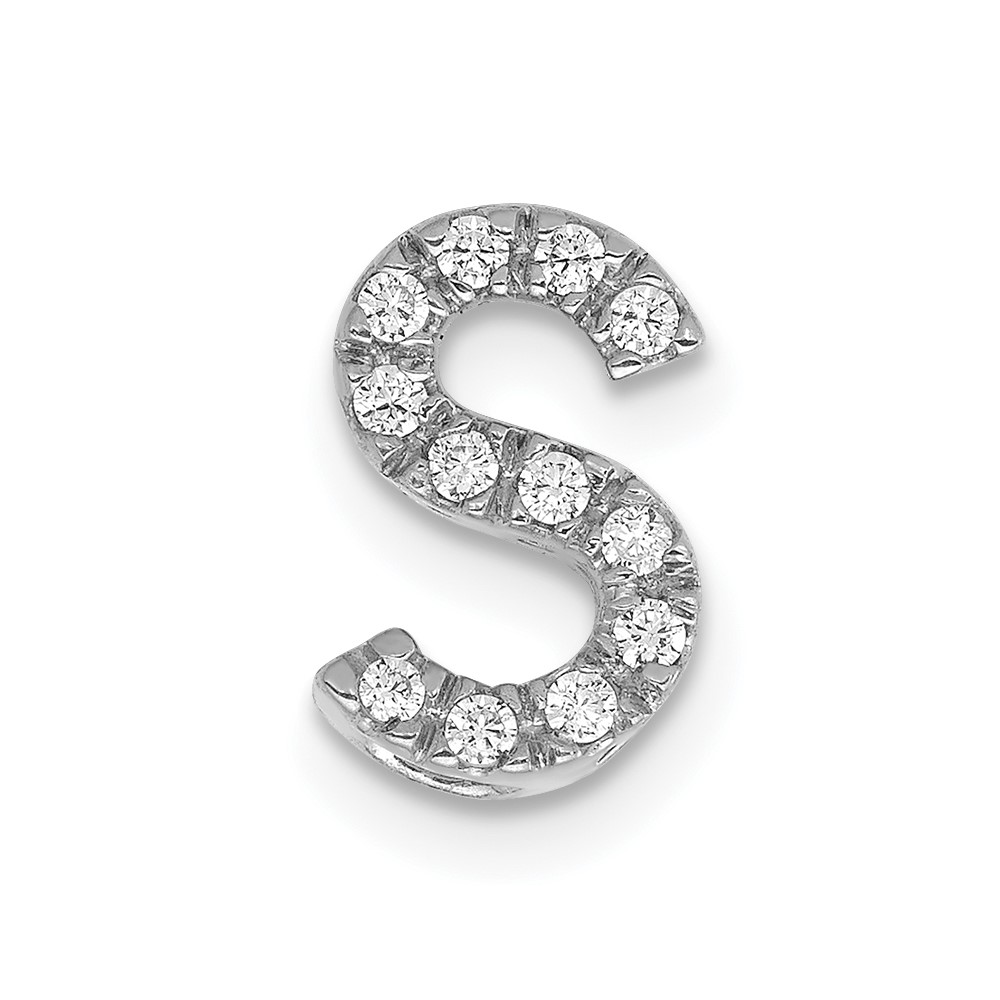 14K  White Gold Diamond Letter S Initial Charm (PM5221S-013-WA)